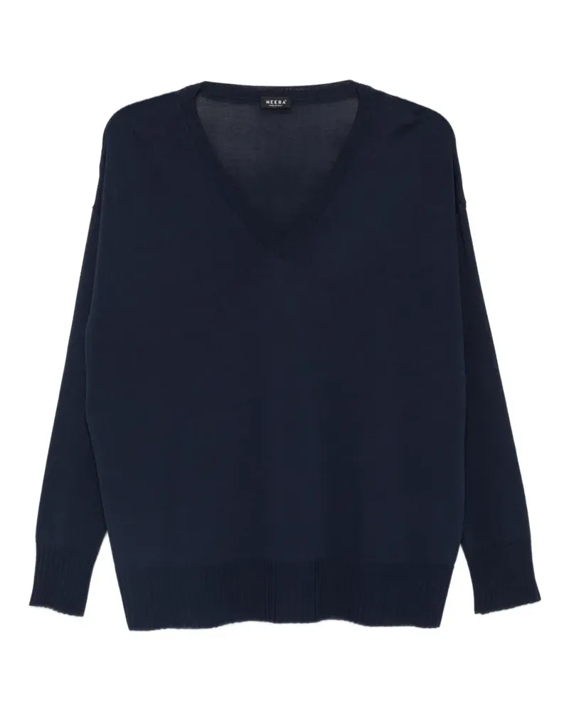 NEERA V-neck long-sleeved top - Blau Blau