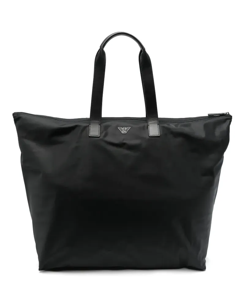Emporio Armani Shopper mit Logo-Schild - Schwarz Schwarz