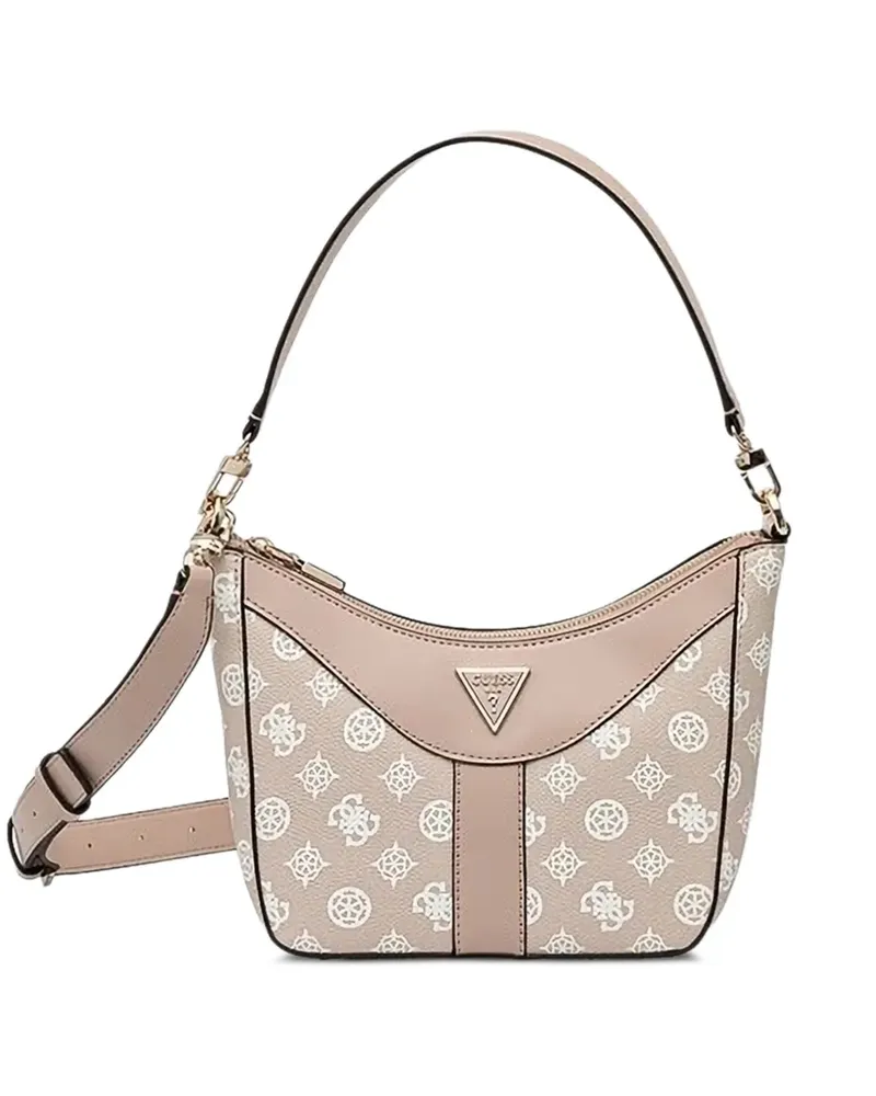 Guess Dorys Schultertasche mit Logo-Schild - Nude Nude