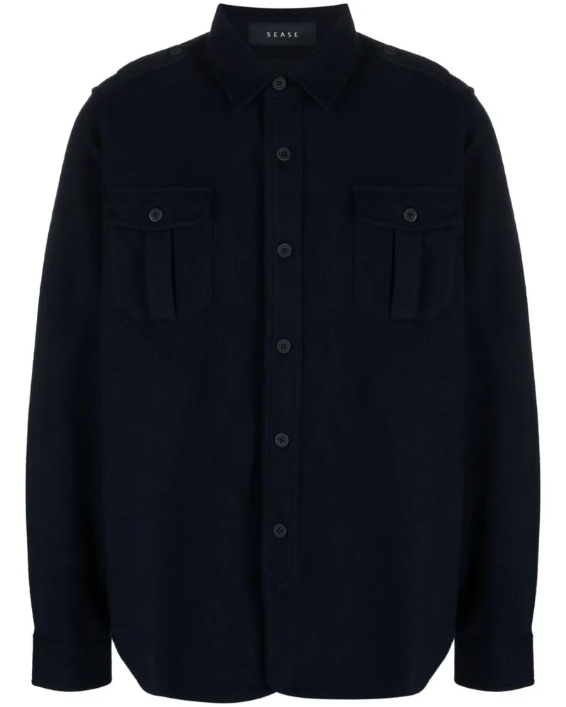 SEASE Klassische Hemdjacke - Blau Blau