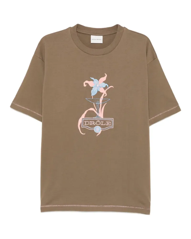 Drôle de Monsieur T-Shirt mit grafischem Print - Braun Braun