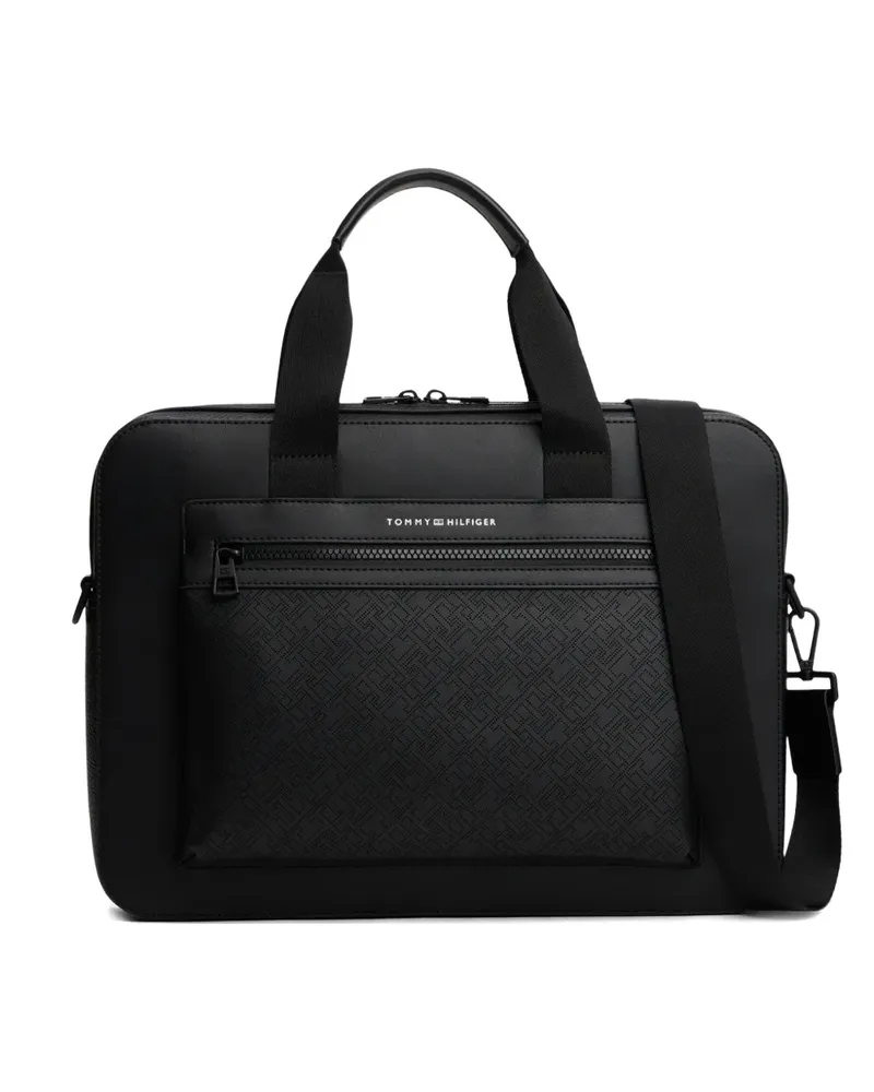 Tommy Hilfiger zip-fastening patterned laptop bag - Schwarz Schwarz