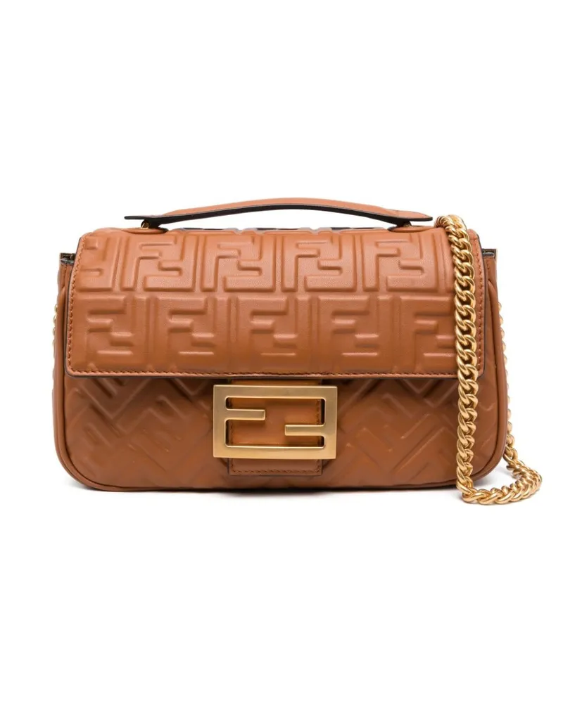 Fendi Mittelgroße Baguette Chain Schultertasche - Braun Braun