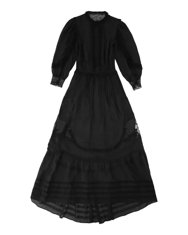Fortela Astrid lace-trim muslin maxi dress - Schwarz Schwarz