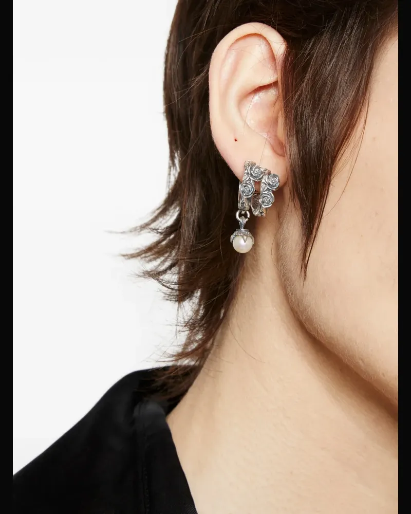 Emanuele Bicocchi Rose Pearl hoop earring - Silber Silber