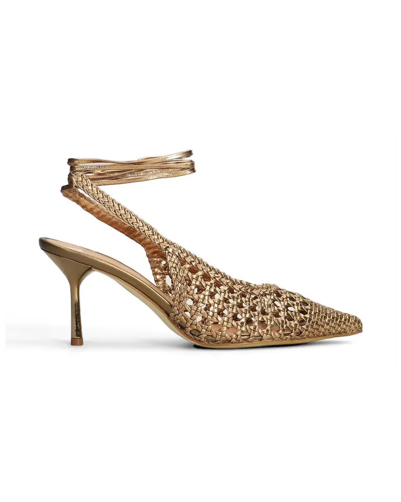 The Seller woven tie-fastening pumps - Gold Gold