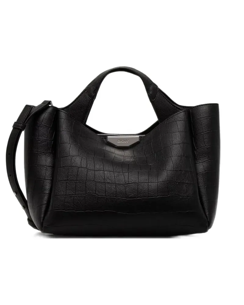 DKNY Tote Bag mit Kroko-Optik - Schwarz Schwarz