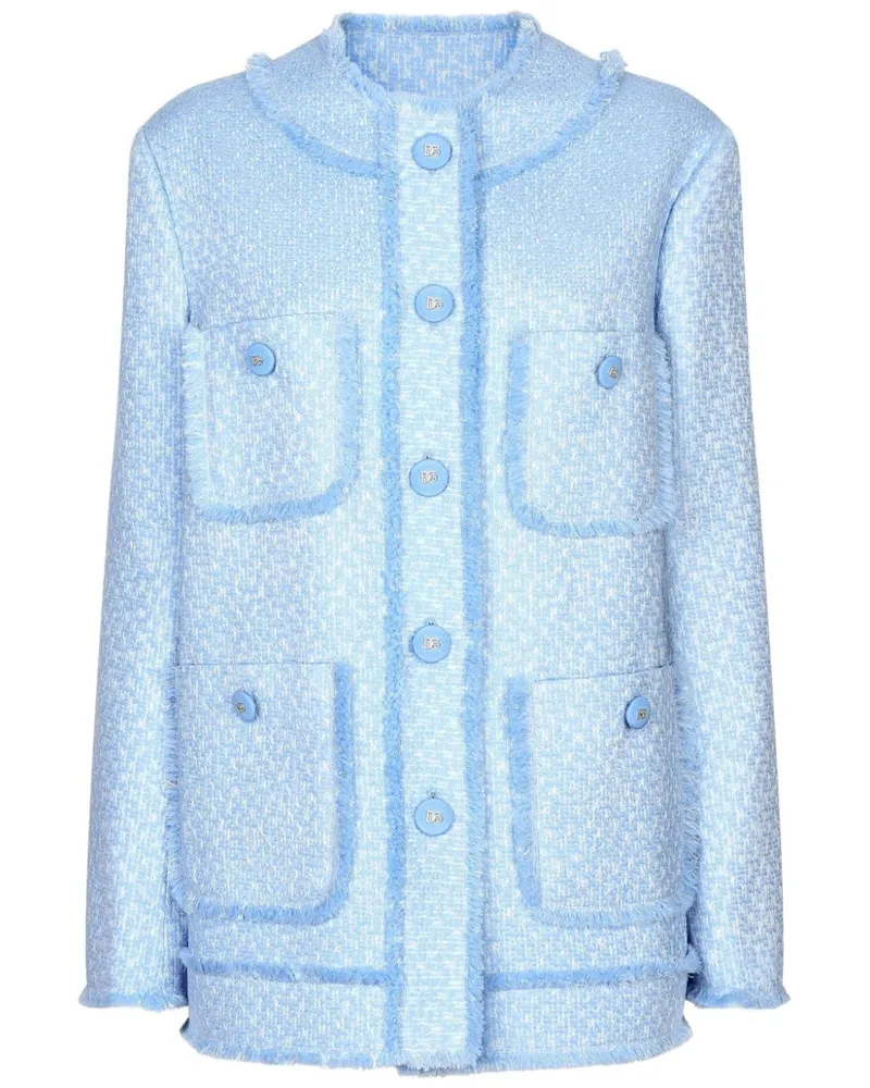 Dolce & Gabbana Ausgefranste Tweed-Jacke - Blau Blau