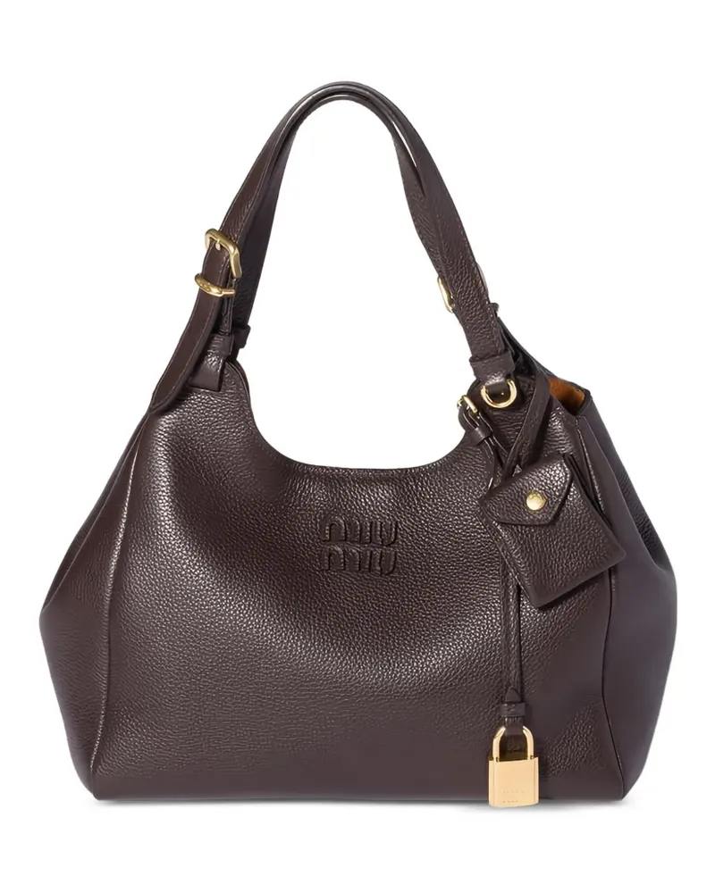 Miu Miu Schultertasche mit Logo - Braun Braun