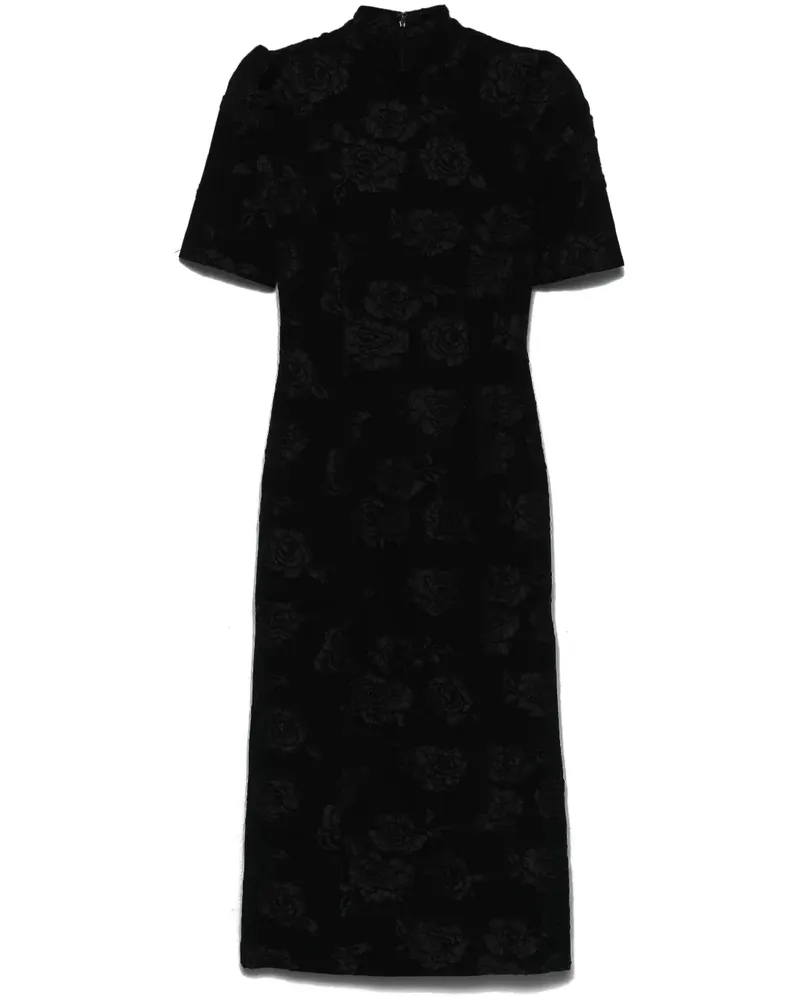 ROTATE Birger Christensen Midikleid aus Jacquard - Schwarz Schwarz
