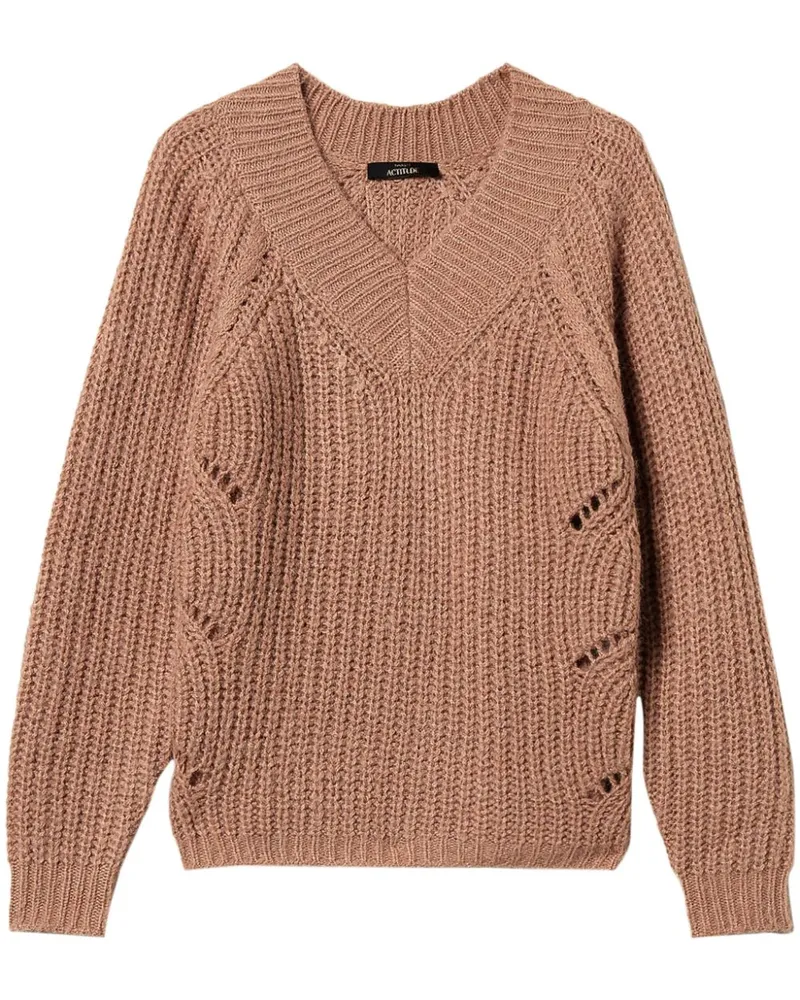 Twin-Set Pullover mit Zopfmuster - Braun Braun