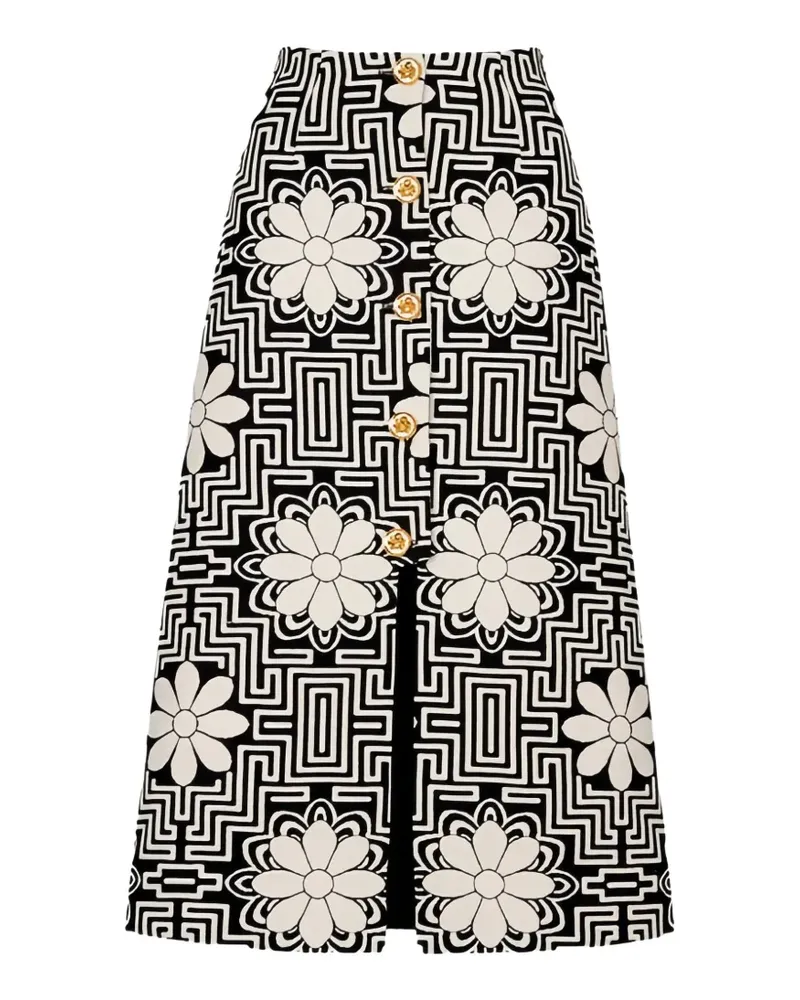 Smythe Midirock mit Blumenprint - Schwarz Schwarz