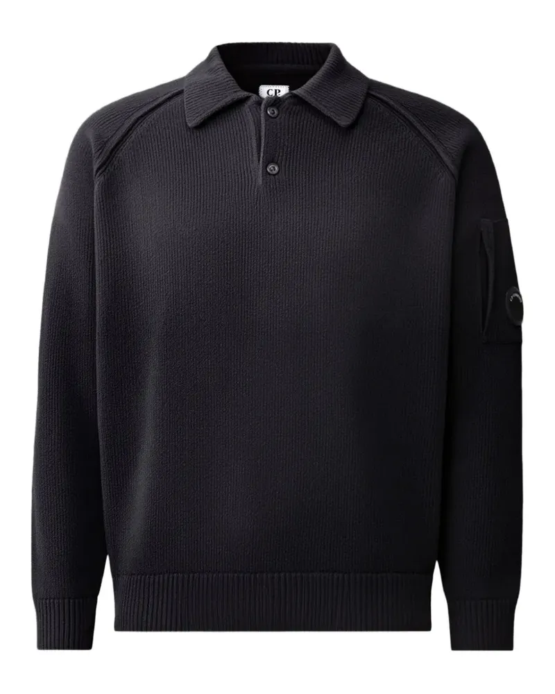 C.P. Company Poloshirt mit Linsen-Detail - Schwarz Schwarz