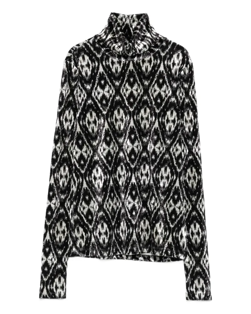 Pierre-Louis Mascia ikat-pattern turtleneck top - Schwarz Schwarz