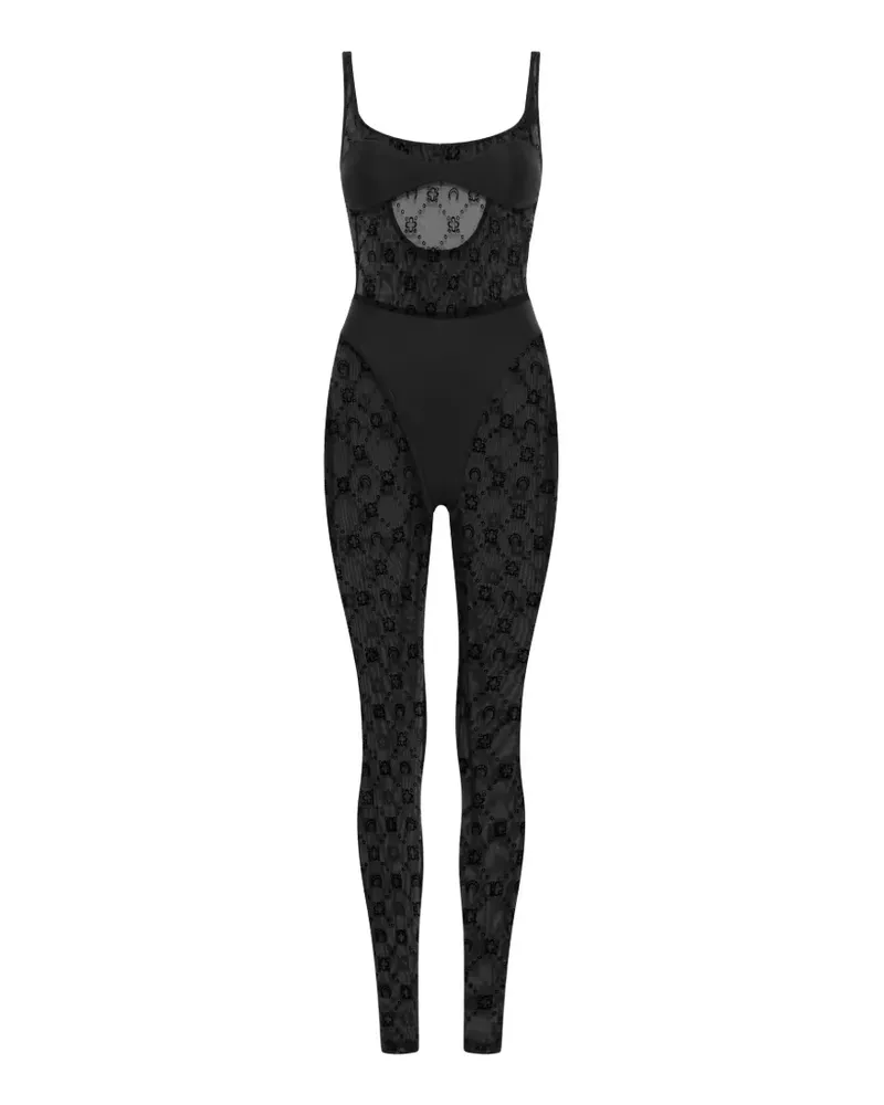 Marine Serre moonogram mesh catsuit - Schwarz Schwarz