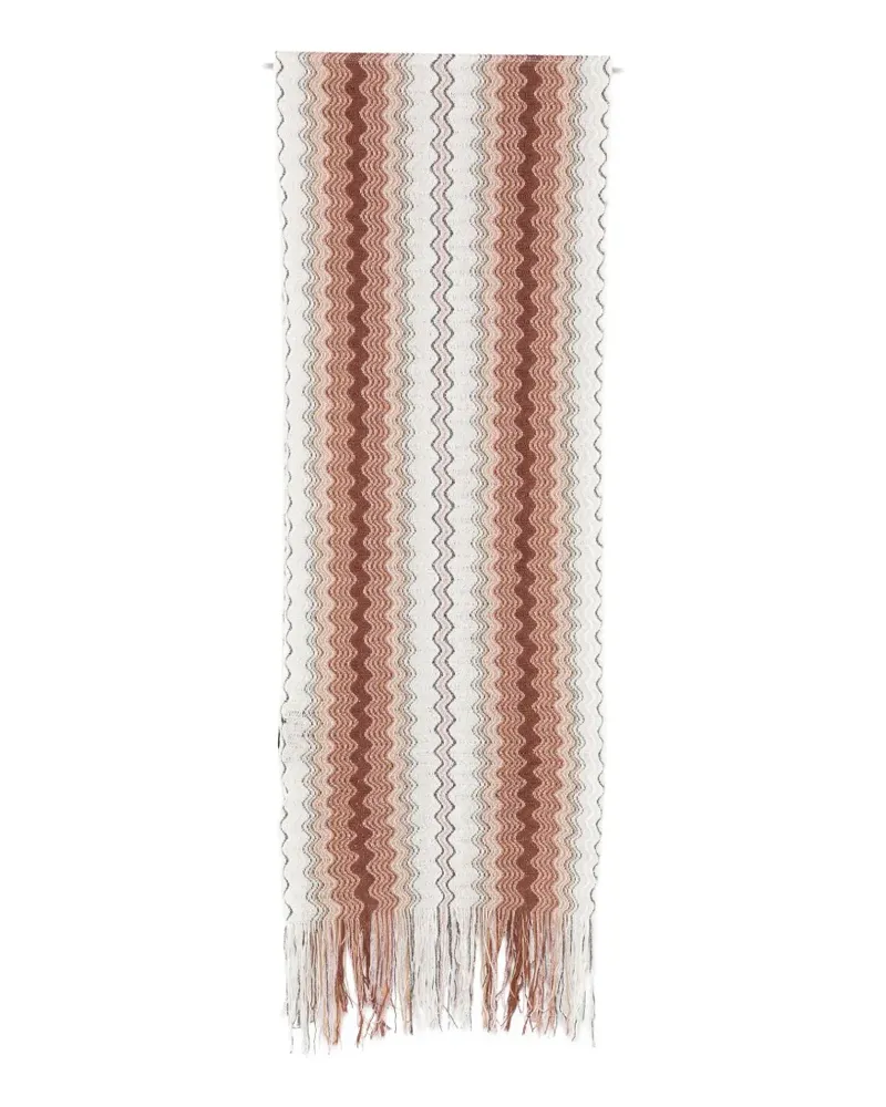 Missoni zigzag-pattern fringed scarf - Nude Nude