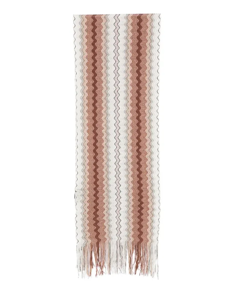 Missoni zigzag-pattern fringed scarf - Nude Nude