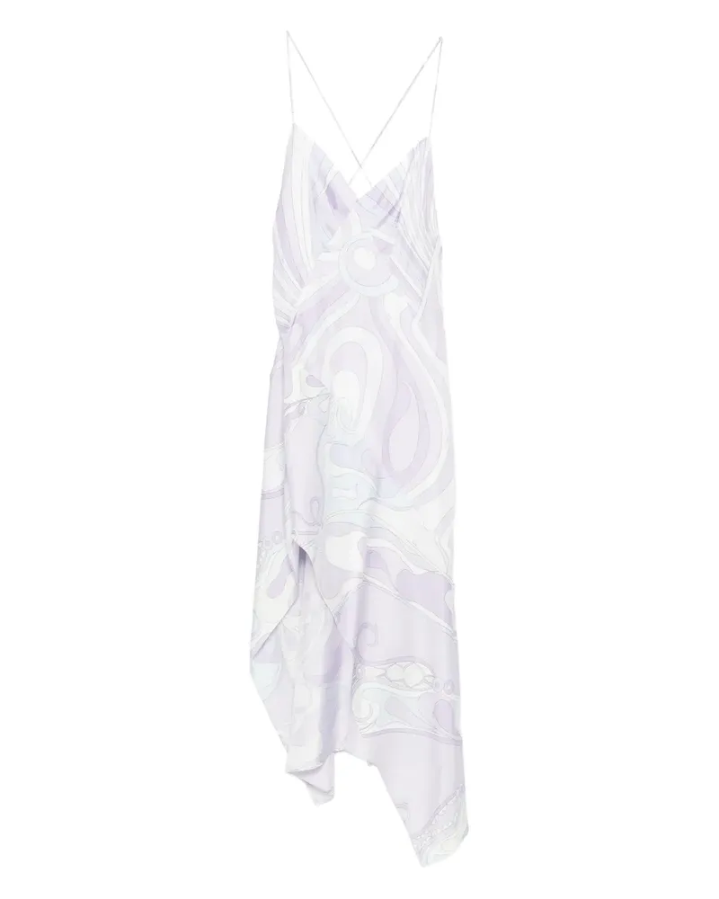 Emilio Pucci Midikleid mit asymmetrischem V-Ausschnitt - Violett Violett