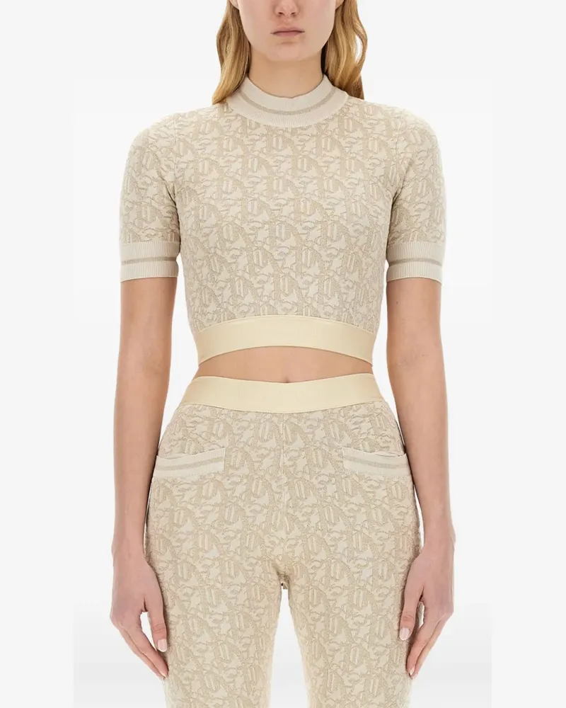 Palm Angels monogram-jacquard knitted crop top - Nude Nude
