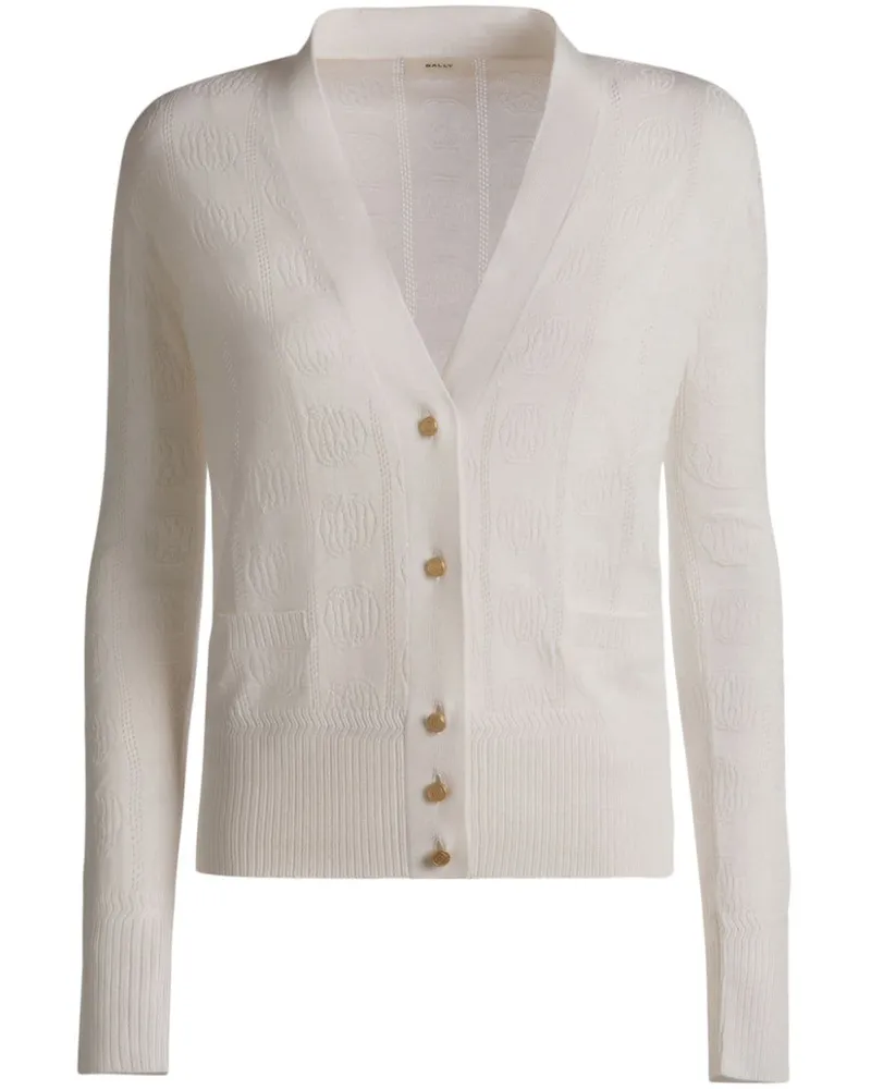 Bally Emblem Jacquard-Cardigan aus Seidengemisch - Weiß Weiß