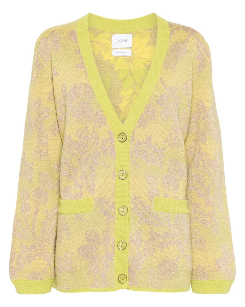 Barrie Cardigan mit Blumen-Intarsie - Gelb Gelb