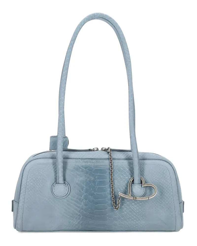 Marge Sherwood Mini Schultertasche aus Wildleder mit Python-Effekt - Blau Blau