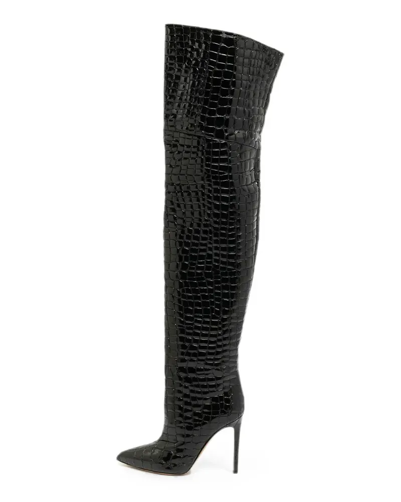 Paris Texas Deia croc-embossed over-the-knee boots - Schwarz Schwarz