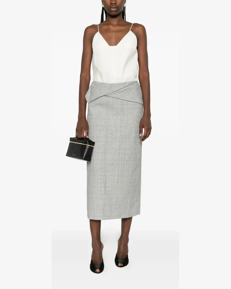 Victoria Beckham wrap-effect checked skirt - Grau Grau