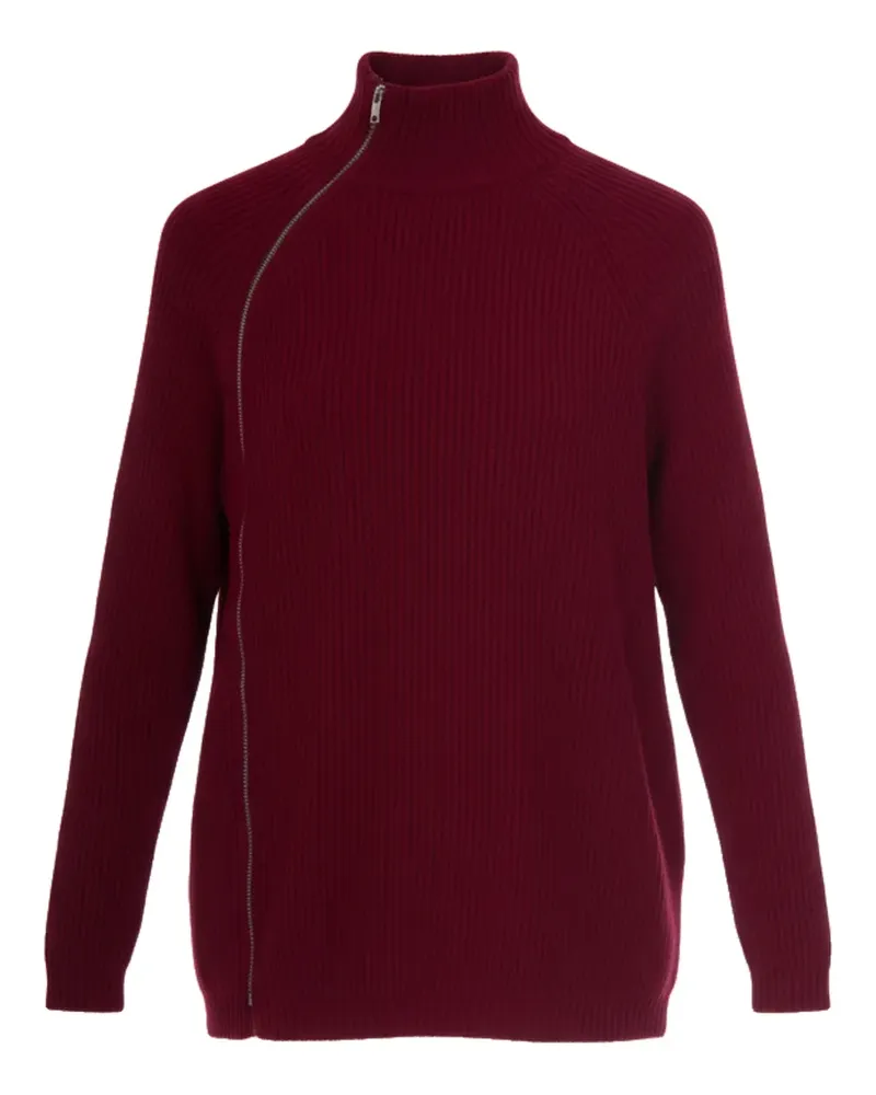 Alpha Studio zip-up funnel-neck cardigan - Rot Rot