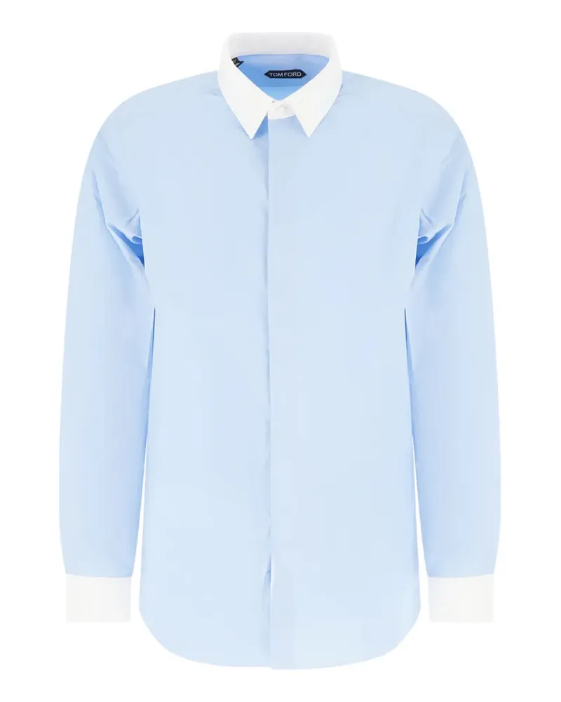 Tom Ford Hemd mit verdecktem Kragen - Blau Blau