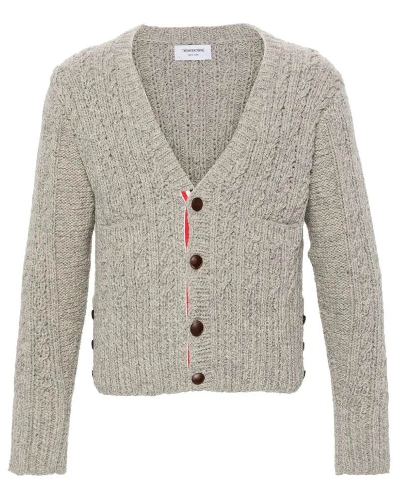 Thom Browne Grob gestrickter Cardigan Grau