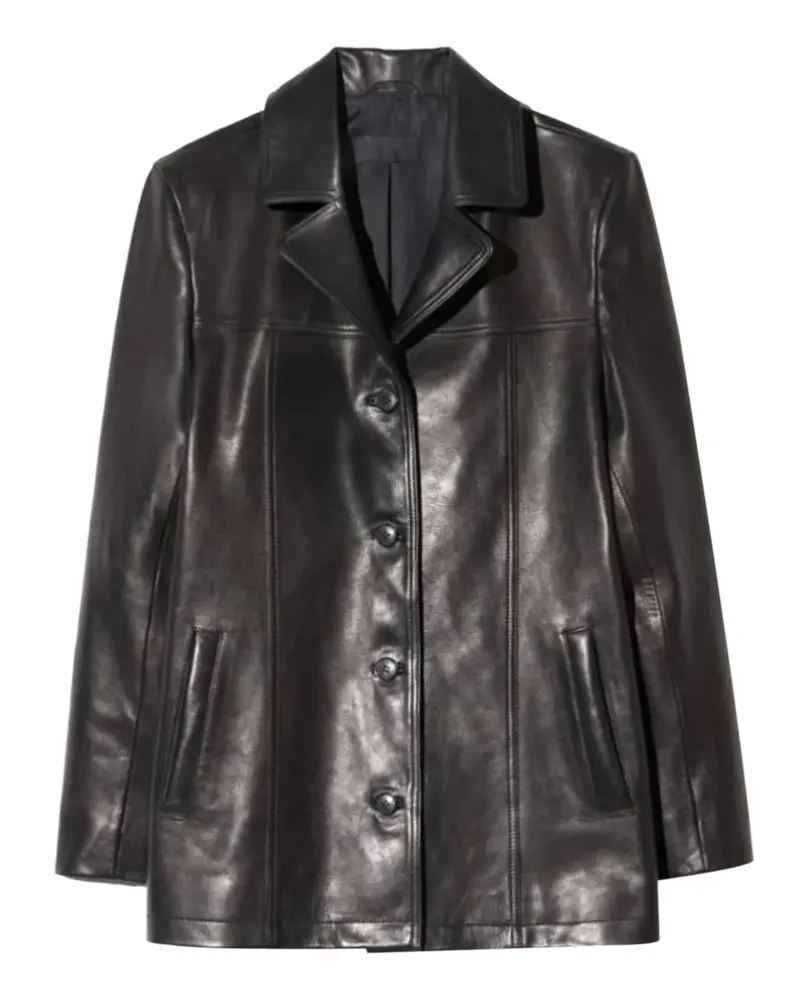 Nili Lotan Lederjacke mit Knopfverschluss - Schwarz Schwarz