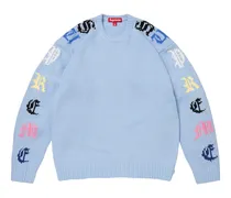 Old English Intarsien-Pullover - Blau