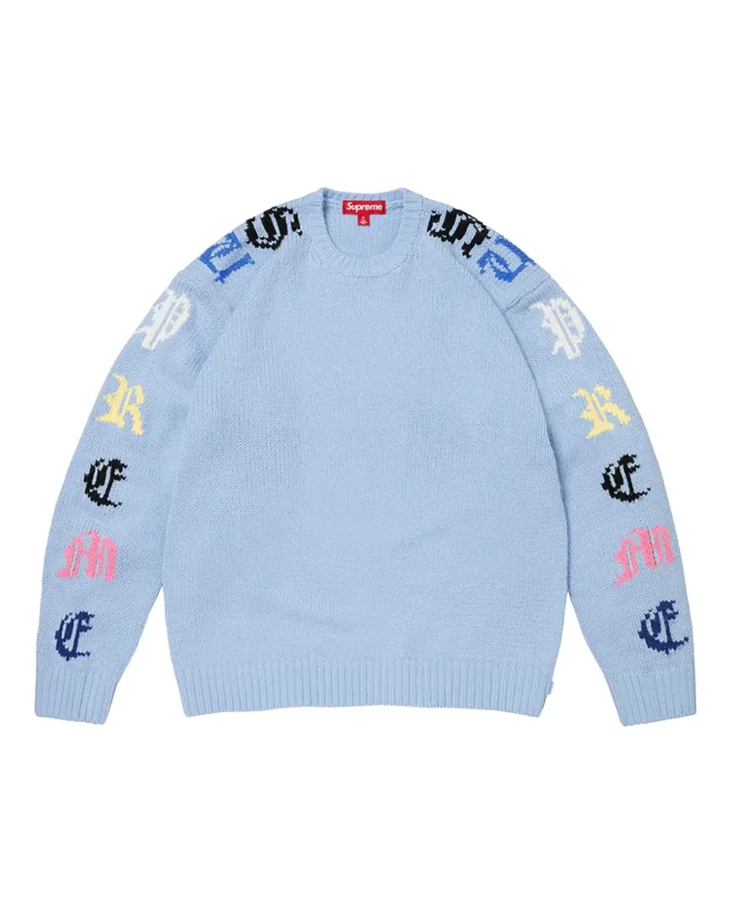 Supreme Being Old English intarsia-knit sweater - Blau Blau