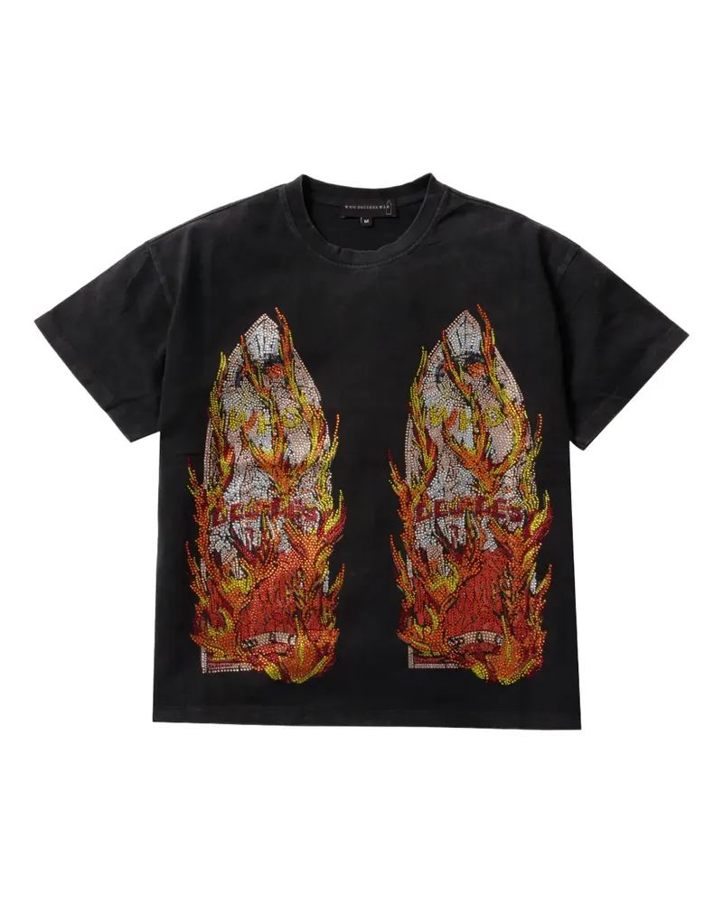 WHO DECIDES WAR Verziertes T-Shirt mit grafischem Print - Schwarz Schwarz