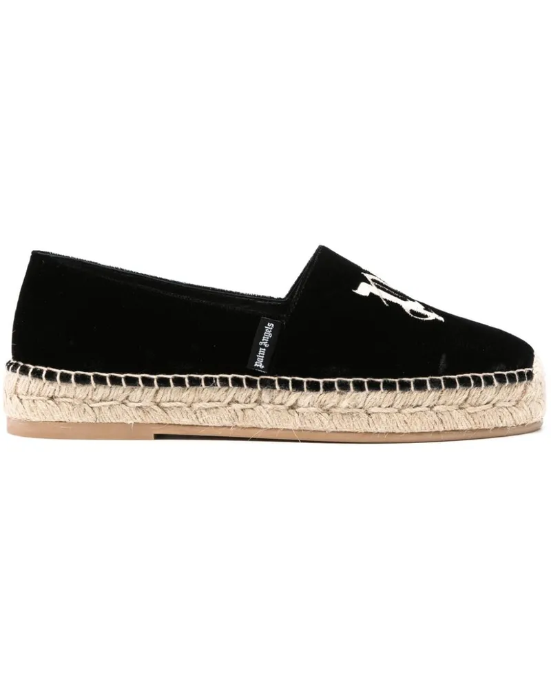 Palm Angels Samt-Espadrilles mit Logo-Stickerei Schwarz