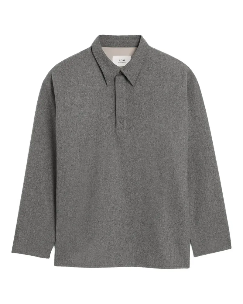 AMI Paris Gestricktes Poloshirt aus Wolle - 050 GREY 050