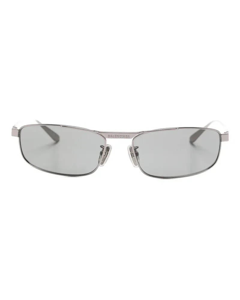 Balenciaga Eckige Sonnenbrille mit Logo-Gravur - Silber Silber