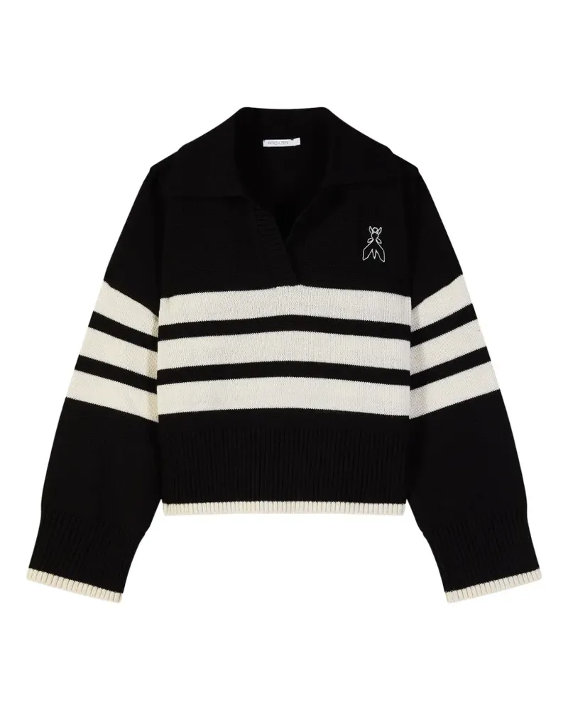 Patrizia Pepe striped polo-collar sweater - Schwarz Schwarz