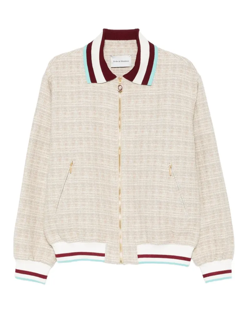 Drôle de Monsieur tweed bomber jacket - Nude Nude