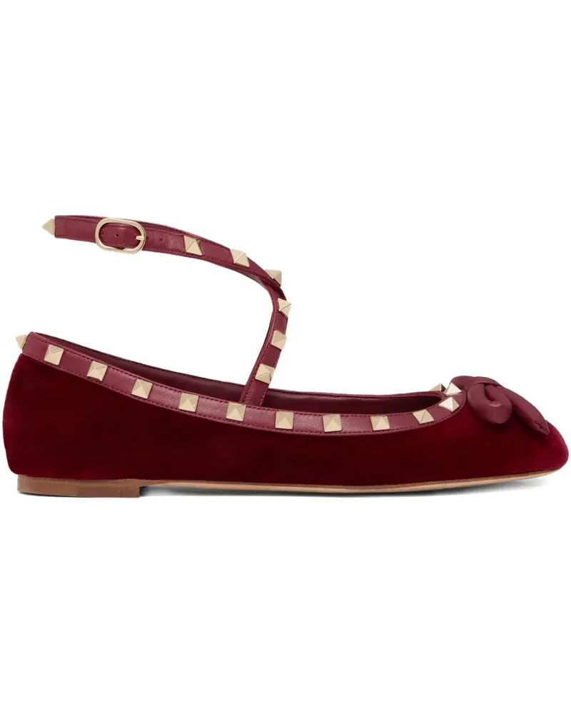 Valentino Garavani Rockstud Ballerinas aus Samt - Rot Rot