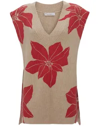 J.W.Anderson Intarsien-Pullunder mit Blumenmotiv Rot