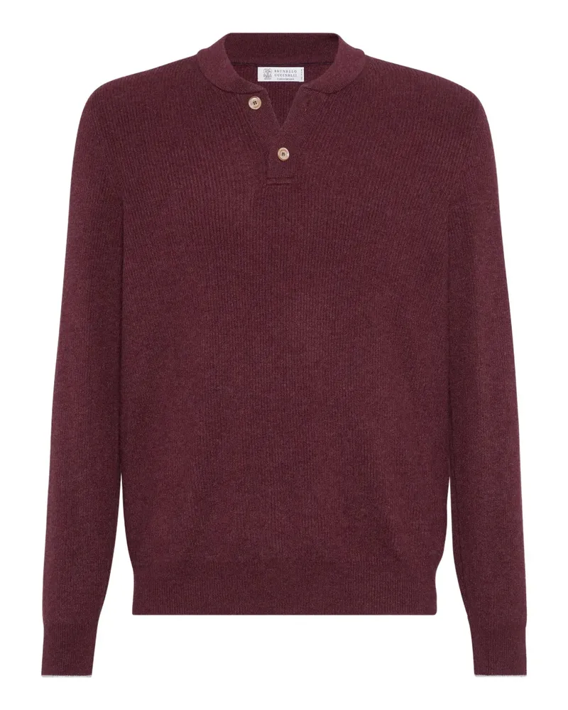 Brunello Cucinelli Gerippter Henley-Pullover - Rot Rot