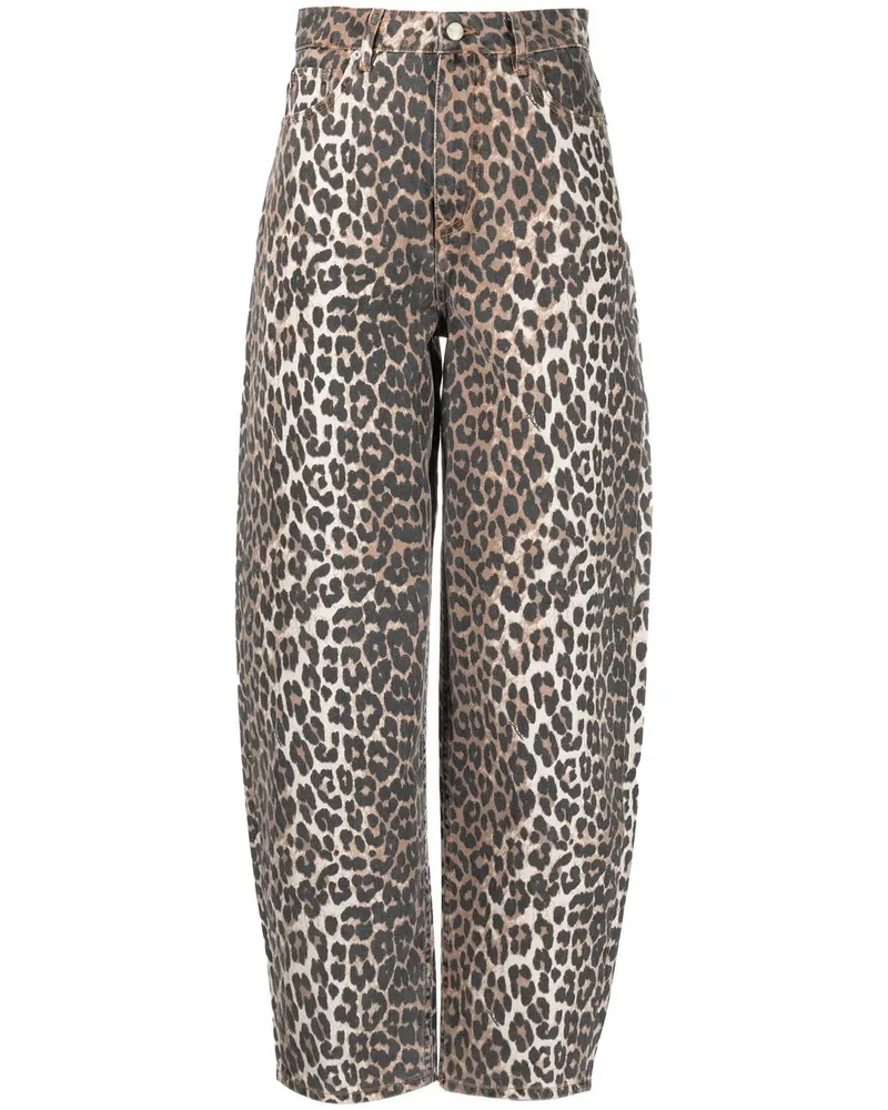 Ganni Tapered-Jeans mit Leoparden-Print - Nude Nude