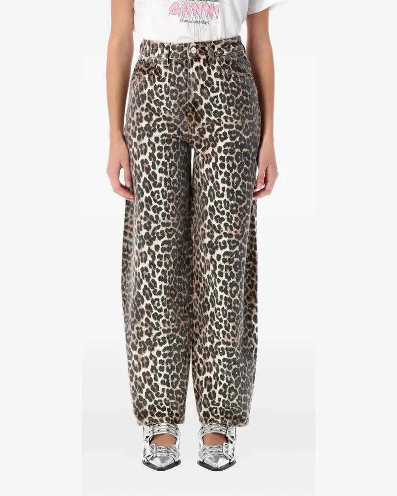 Ganni Tapered-Jeans mit Leoparden-Print - Nude Nude