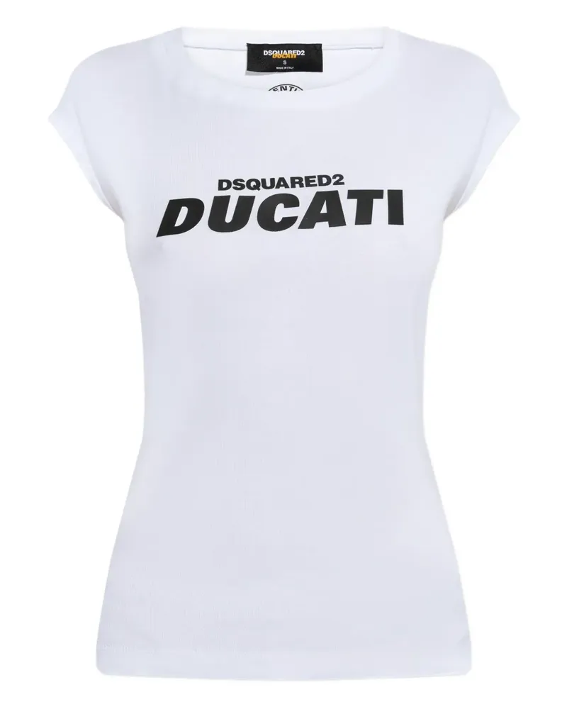 Dsquared2 x Ducati T-Shirt mit angeschnittenen Ärmeln - Weiß Weiß