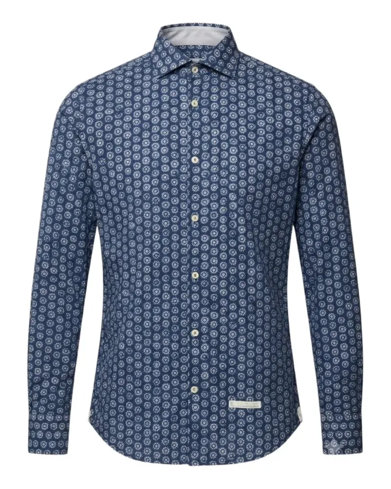 Tintoria Mattei geometric-print long-sleeve shirt - Blau Blau
