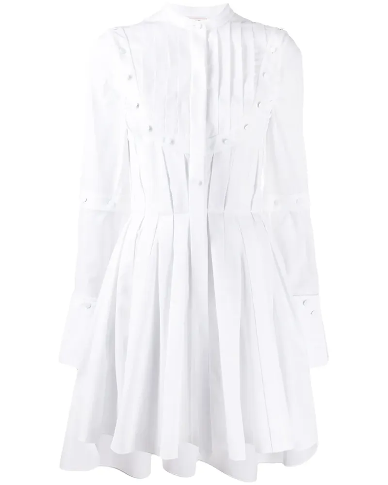Alexander McQueen Hemdkleid mit Falten - Weiß Weiß