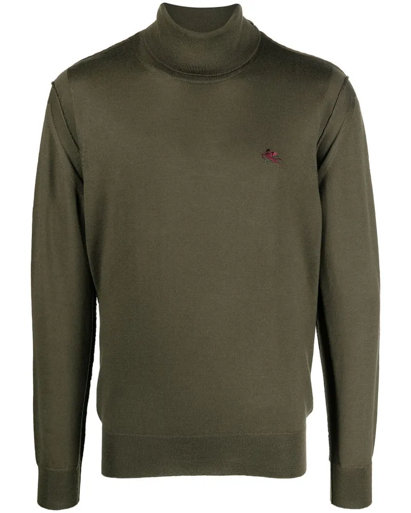 Etro Rollkragenpullover mit Logo-Stickerei - Grün Grün