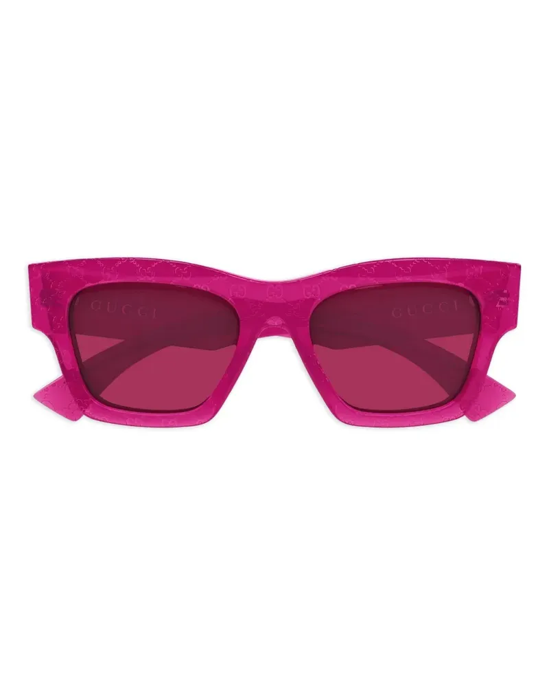 Gucci Eckige Sonnenbrille mit GG Monogram-Prägung - Rosa Rosa
